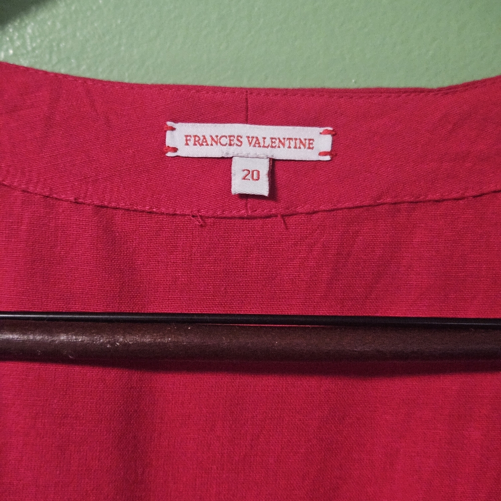Frances Valentine Embroidered Peacock Caftan Red & Blues Maxi Dress - Picture 9 of 16